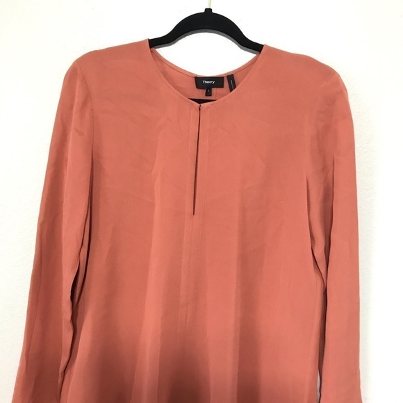Theory Silk Slit Tunic size S pink russet T115 - Picture 5 of 12